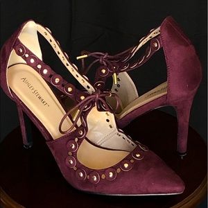 Gold studs burgundy dress shoes